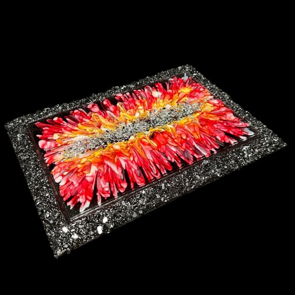 Strawberry Bloom Crystal Edge Vanity Tray | Jewelry Tray | Perfume Tray - Picture 1 of 4